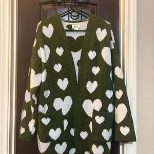 Maeve Olive and Cream Knit Cardigan